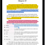 A page of a book in the Books app, with a portion of the page's text selected. The Highlight, Add Note, Translate, Search, Copy, and Share buttons are above the selected text.