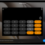 An iPad screen showing Guided Access being set up. iPad is being temporarily locked to just the Calculator app, and one of the buttons in the app has been disabled.