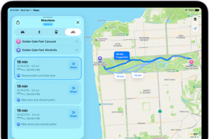 A map showing several cycling routes, each listed with a Steps button.