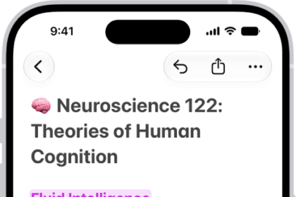 A note in the Notes app, with collapsible headings at the top of the screen.