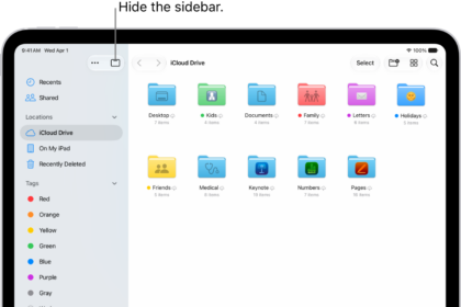 The Files app showing the files and folders in your iCloud Drive. At the top of the screen are buttons for selecting items, creating a new folder, changing the view (List, Icons, Columns), and Search.