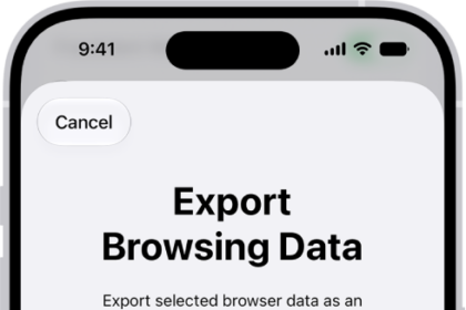 The Export Browsing Data screen, with the Passwords option selected for export to another password manager.