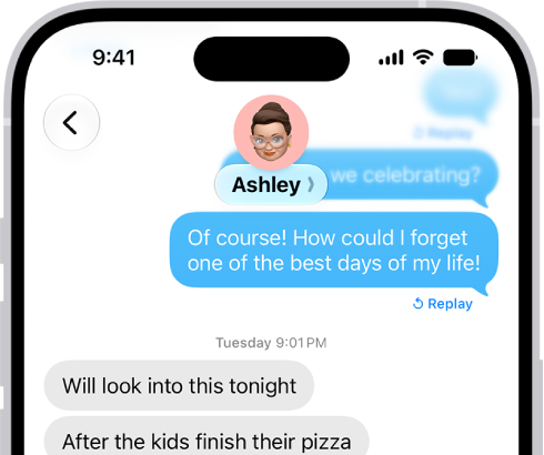 A message with the text shortcut "Omw" typed and the phrase "On my way!" suggested below as replacement text.