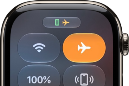 Control Center with the Airplane Mode button highlighted to show that Airplane Mode is on.