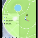 The Find My screen open to the Devices list. The devices listed include Danny's iPad, Danny's iPhone, Danny's Apple Watch, and Danny's AirPods Pro. Their locations are shown on a map near Santa Cruz.
