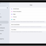 A screen showing six provided Focus options—Do Not Disturb, Driving, No messages during calls, Sleep, Personal, and Work. The Share Across Devices button is on, which allows the same Focus settings to be used across your Apple devices.