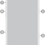 The front view of iPhone 17 Pro Max. The front camera is at the top center. The side button is on the right side. The USB-C connector is on the bottom. On the left side, from bottom to top, are the SIM tray, the volume buttons, and the Action button.