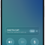 An ongoing call screen showing a banner that asks if the caller would like to use Hold Assist to receive a notification when they're no longer on hold.