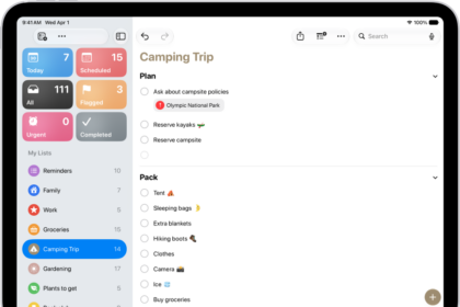 The Reminders app showing a list with one section expanded and the others collapsed.