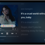 The Now Playing screen with the Reactions button showing several emoji and an Add button that you can click to find more emoji.