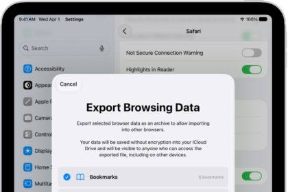The Export Browsing Data screen, with the Passwords option selected for export to another password manager.