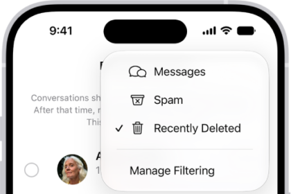 A list of recently deleted messages with two conversations selected, and two options available at the bottom of the screen: Recover and Permanently Delete.