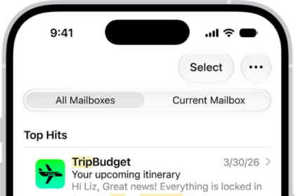 Search results in the Mail app.