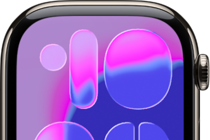 The Flow watch face showing the time in very large numbers.