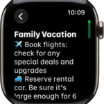 A note for a family vacation.