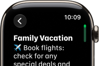 A note for a family vacation.