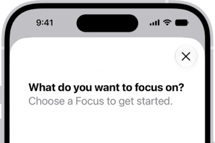 A Focus setup screen for the additional provided Focus options, including Custom, Driving, Fitness, Gaming, Mindfulness, and Reading.