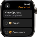 The Reminders app showing a grocery list.