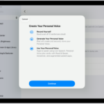 An iPad with information about how to create a Personal Voice.