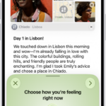 A screen in the Journal app showing an entry with a section at the bottom where you can log your state of mind.