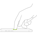 A finger tapping the screen to wake iPhone.
