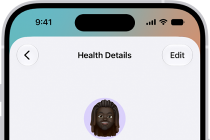 The Health Details screen, which includes fields for name, birth date, blood type, and other information.