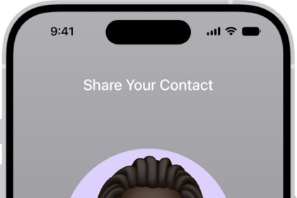 A NameDrop screen showing the user's name and number. Below it are buttons to Receive Only or Share.