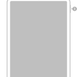 The front view of iPad Air with callouts to the front camera at the top center, the top button and Touch ID at the top right, and the volume buttons on the right.