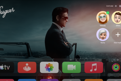 Apple TV screen showing the profiles tab in Control Center.