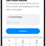 The Add Phone Number screen in Settings.