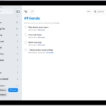 The Reminders app, showing multiple lists and the Tag Browser on the left. On the right is a list of all items with tags.