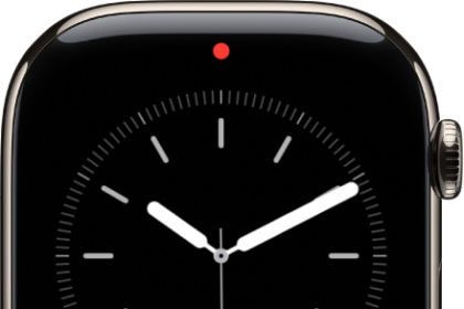 A red dot at the top center of the watch face, indicating unread notifications.