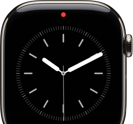 A red dot at the top center of the watch face, indicating unread notifications.