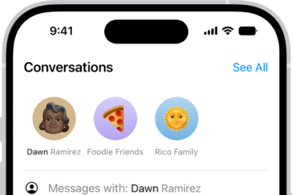 The search field in the Messages app appears at the bottom of the screen. The search field contains the name of a person, and several options matching the search appear above it.