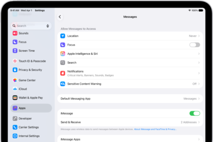 The Messages settings pane with iMessage turned on.