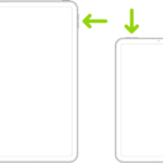 Two different iPad models shown from the front. The model on the left has the volume buttons near the upper-right side and the top button on the top right. The model on the right has the volume buttons on the top left and the top/Touch ID button on the top right.