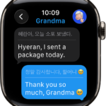 Apple Watch showing a conversation translated in the Messages app.