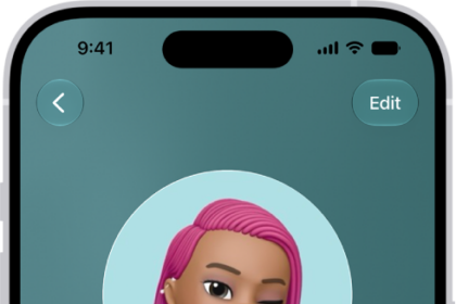 A contact named Olivia Rico with She, Her, and Hers pronouns below the contact photo. Below her name are buttons to send a message, call, mail, and use Apple Pay. At the bottom of the screen are the contact's mobile number and email address.