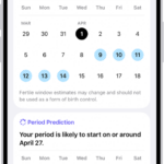 The Cycle Tracking highlights screen in Health showing calendars for fertile window estimates and period predictions.