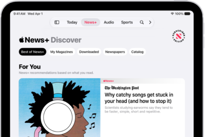 The Discover page in Apple News+. In the tab bar, News+ is selected, and below that, the Best of News+ category is selected.
