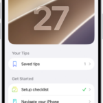 A screen showing a collection of tips with arrows indicating that you can tap a collection to view the tips in it.