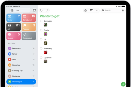 The Reminders app showing a list with photos in each reminder.