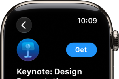 An App Store screen showing the product page of an app with a short description of the app, its ratings, and the Get button on the right.