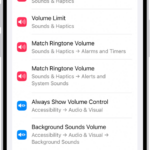 A search term has been entered in the search field at the bottom of the Settings screen. Results appear above the search field.