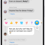 A Messages conversation with Tapbacks attributions visible near the top of the screen, and the Tapbacks menu visible above a message.