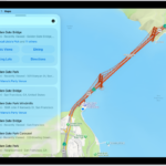The Maps app showing a map of an area. The search field is in the top left, with results from a search query listed below.