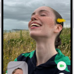 The FaceTime screen showing a call in progress. At the top of the screen is the name of the participant shown in the larger image. The other participant's image appears in a small rectangle in the lower left, along with the Flip Camera button. The images of the other participants appear in tiles above it. Additional FaceTime controls are at the bottom right of the screen: Camera, Microphone, More, and End Call buttons.
