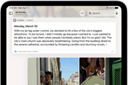 A screen in the Journal app showing journal entries. One entry is swiped right and shows the Bookmark button.