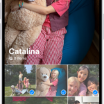 On iPhone, a collection is open in the Photos app, and all of the photos are selected.