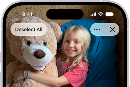 On iPhone, a collection is open in the Photos app, and all of the photos are selected.